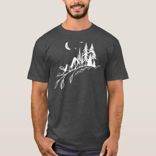 Night Moon Forest And Moutain Adventure Funny Camp T-Shirt
