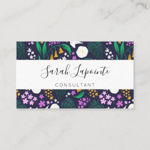 Night Moon Garden Floral Botanical Pattern Business Card