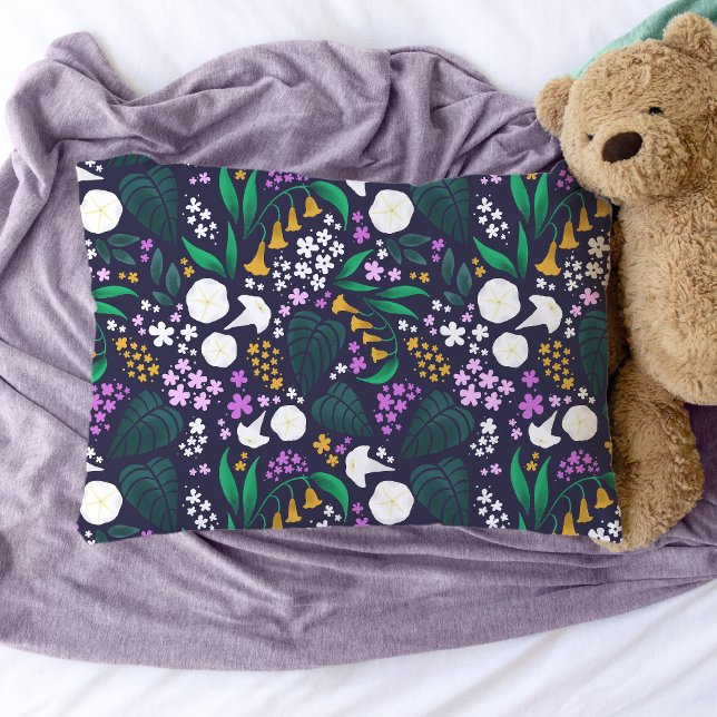 Night Moon Garden Floral Botanical Pattern Pillowcase (Moon Garden Floral Pillowcase)