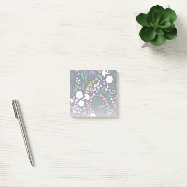 Night Moon Garden Floral Botanical Pattern Post-it Notes (Office)