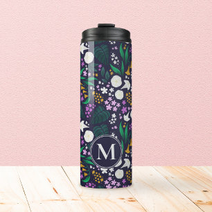 Night Moon Garden Floral Botanical Pattern Thermal Tumbler