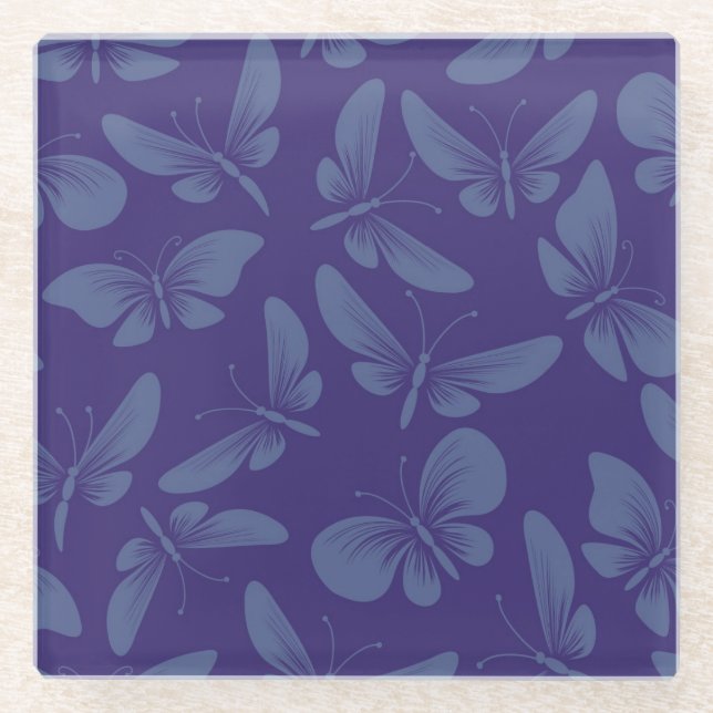 night moth butterflies background glass coaster (Front)