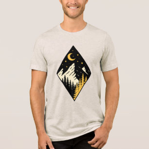 Night Mountain Pine Trees Art Tri-Blend Shirt