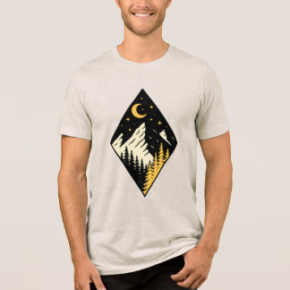 Night Mountain Pine Trees Art Tri-Blend Shirt