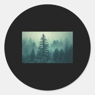 Night Nature Trees Outdoor Forest Green Mountains  Classic Round Sticker
