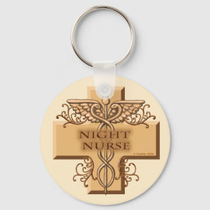 Night Nurse Cross Caduceus Keychain