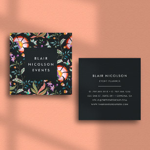 Night Oasis   Floral Pattern Square Business Cards