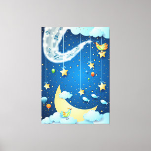 Night of music and big moon canvas print