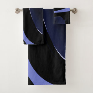 Night of the Comet: Abstract Blue, Purple & Black Bath Towel Set