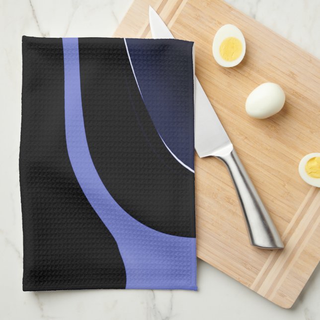 Night of the Comet: Abstract Blue, Purple & Black Kitchen Towel (Quarter Fold)