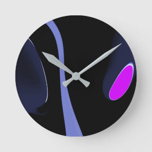 Night of the Comet: Abstract Blue, Purple & Black Round Clock