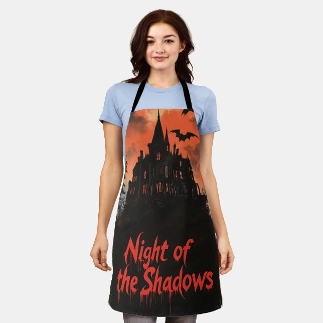Night of the Shadows -  Retro Haunted House Design Apron (Worn)