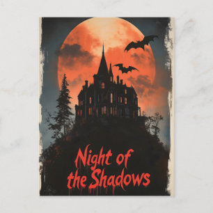 Night of the Shadows -  Retro Haunted House Design Holiday Postcard