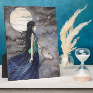Night of the Wolf Fantasy Self Standing Picture Plaque