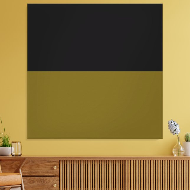Night Olive Grove. Golden Green Black Colour Block Canvas Print (Insitu(LivingRoom))