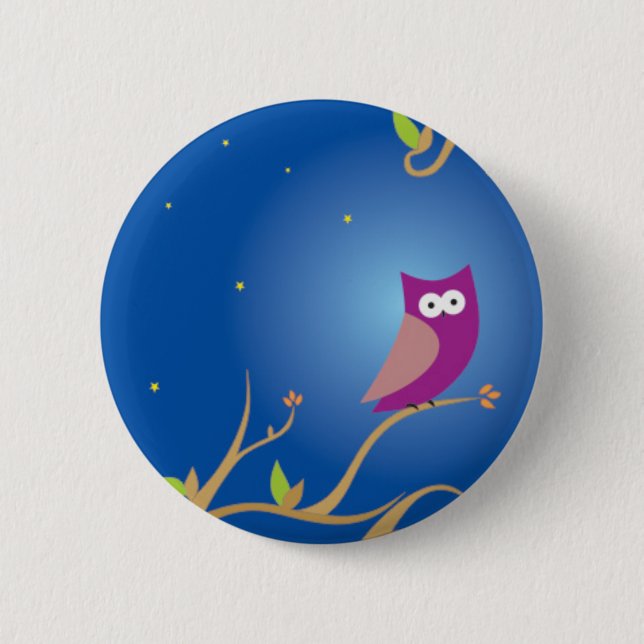 Night Owl 2 Inch Round Button (Front)