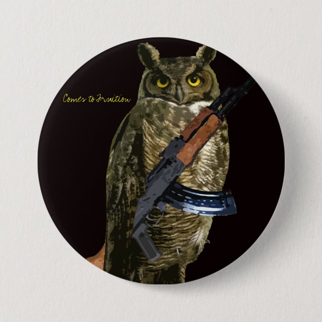 Night Owl 3 Inch Round Button (Front)