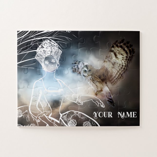 Night Owl and Lady Jigsaw Puzzle (Horizontal)