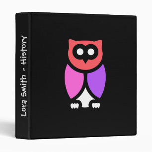 Night Owl, Beautiful Pink & Red, Abstract Pop Art Binder