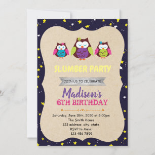 Night owl birthday party invitation