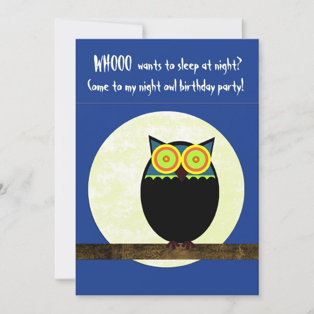 Night Owl Birthday Party Invitation (Front)