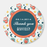 Night Owl Birthday Party Thank You Magnet