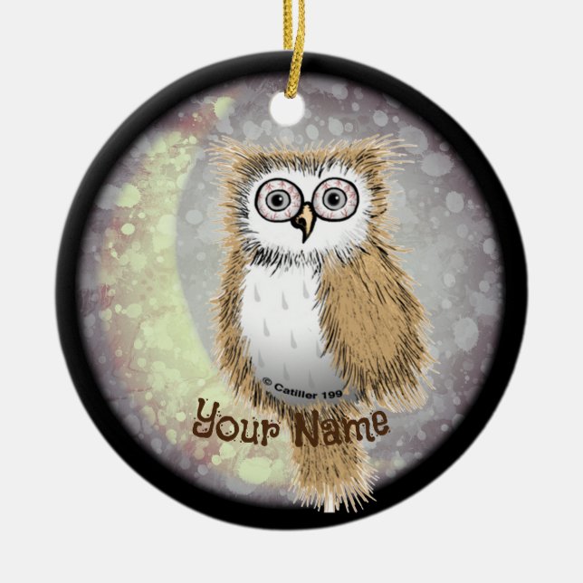 Night Owl  Ceramic Ornament (Front)