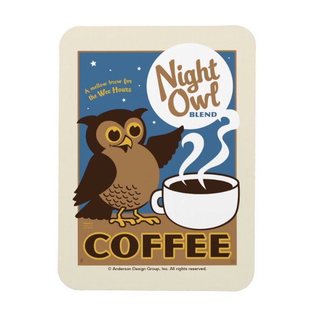 Night Owl Coffee Magnet (Vertical)