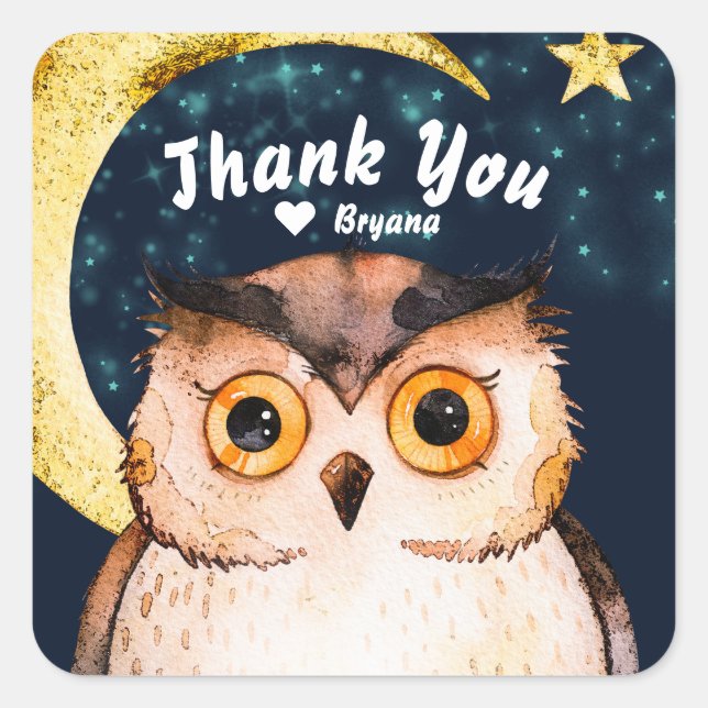 Night Owl Cute Sleepover Slumber Birthday Party Square Sticker (Front)