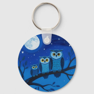 Night Owl Family Moonlit Sky Keychain