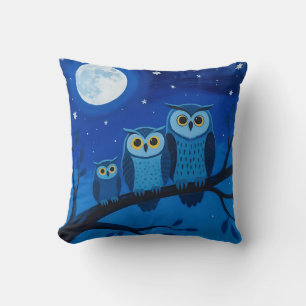 Night Owl Family Moonlit Sky Throw Pillow