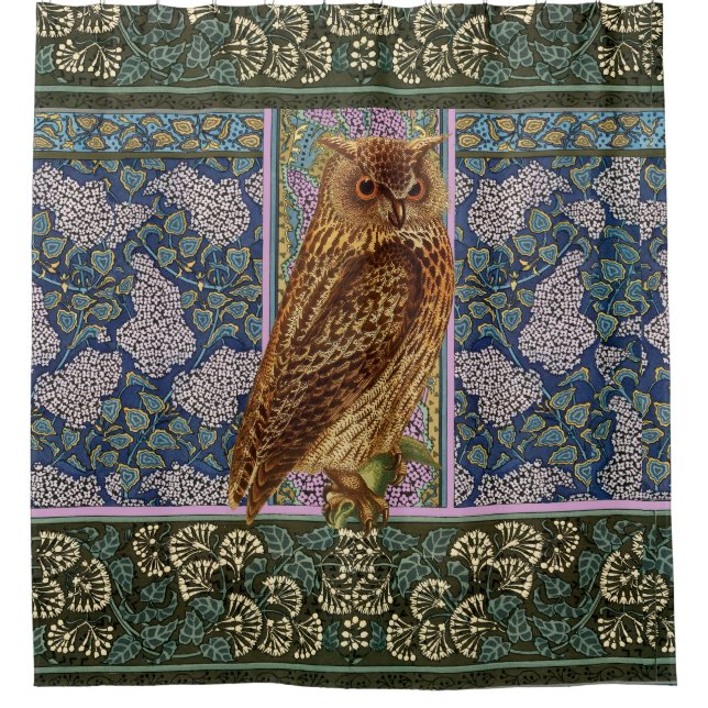 NIGHT OWL,LILACS AND LEAVES Art Nouveau Floral (Front)