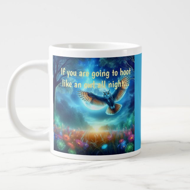 Night Owl & Morning Eagle: Celestial Journeys Large Coffee Mug (Left)