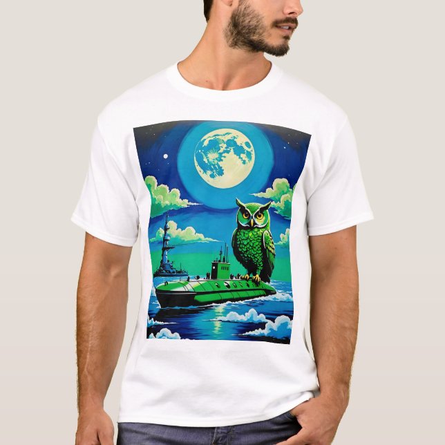 Night Owl on Submarine T Shirt Surreal Retro! (Front)