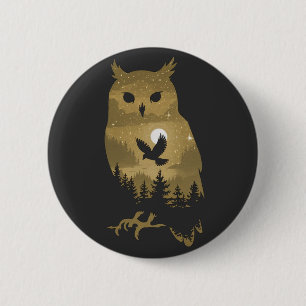 Night Owl Silhouette 2 Inch Round Button