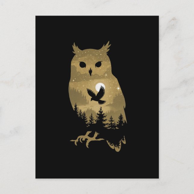 Night Owl Silhouette Postcard (Front)