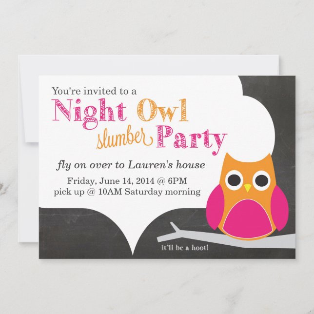 Night Owl Slumber Party Invitation (Front)