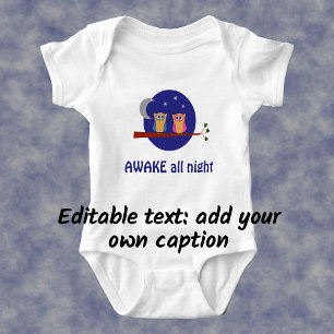 Night owls funny cartoon custom text baby bodysuit