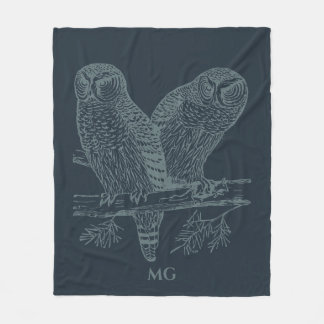 Night Owls Illustration Fleece Blanket