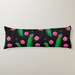 Night peacock garden body pillow