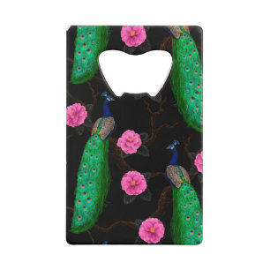 Night peacock garden credit card bottle opener