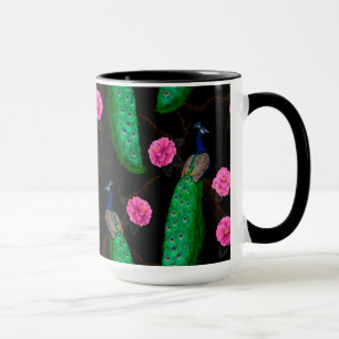 Night peacock garden mug