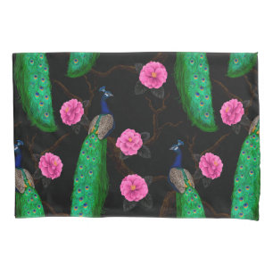 Night peacock garden pillowcase