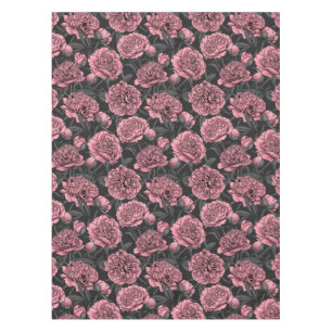 Night peony garden in pink and grey tablecloth