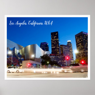 Night Photography   Downtown Los Angles California Poster