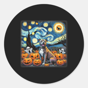 Night Pitbull Halloween Classic Round Sticker