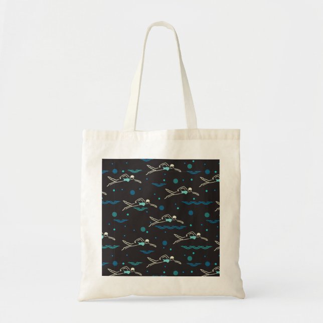 Night Pool Swimmers Silhouette Art Pattern. Tote Bag (Front)