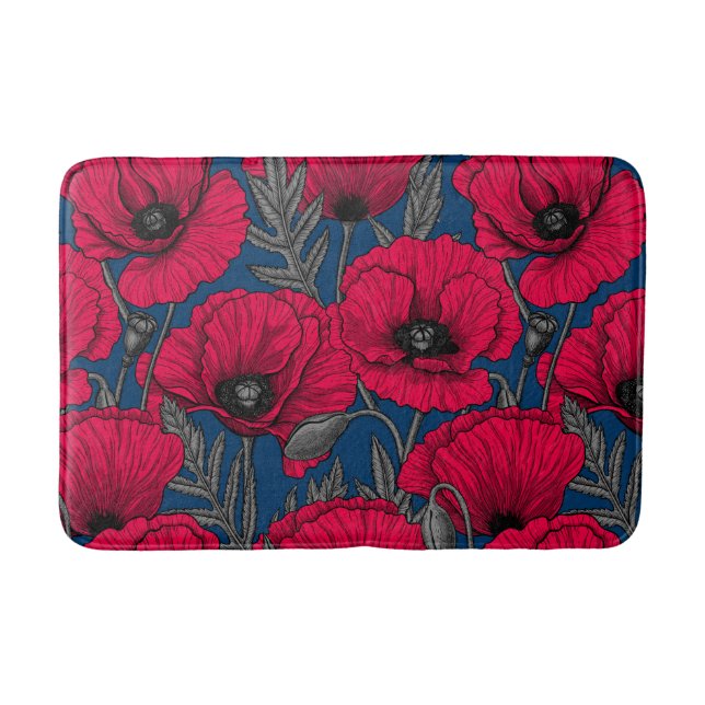 Night poppy garden bath mat (Front)
