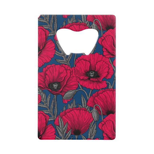 Night poppy garden credit card bottle opener (Front)