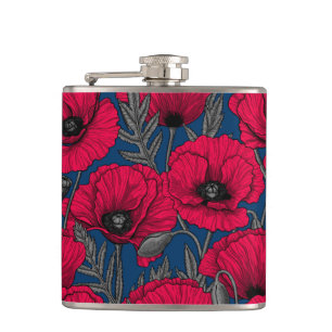 Night poppy garden hip flask